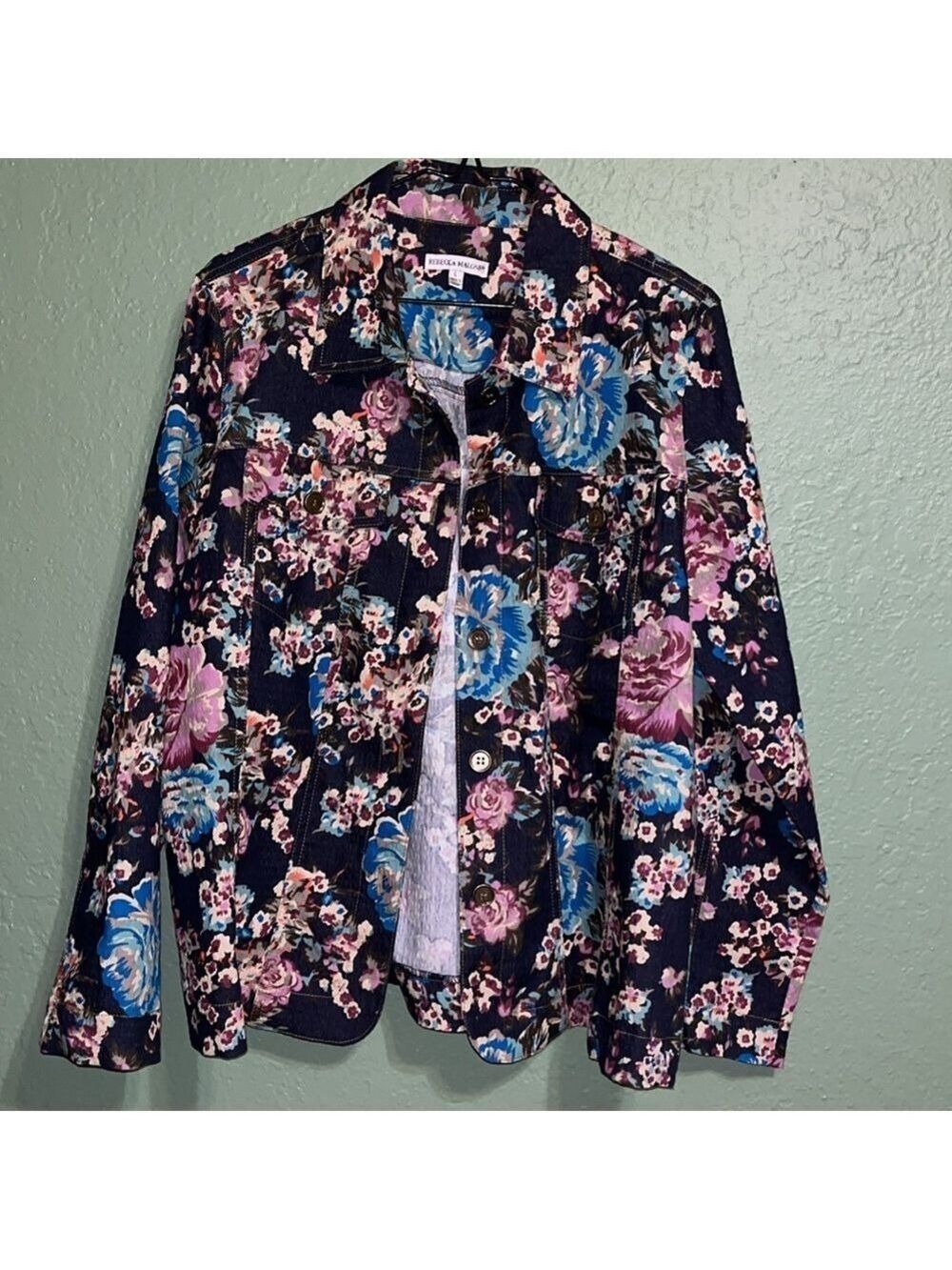 Vintage 90s floral jean jacket โข denim jacket โข Teachercore cottagecore grandma